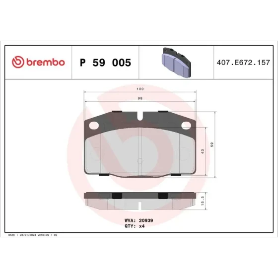 Brembo Ön Fren Balatası – P59005 ürün görseli
