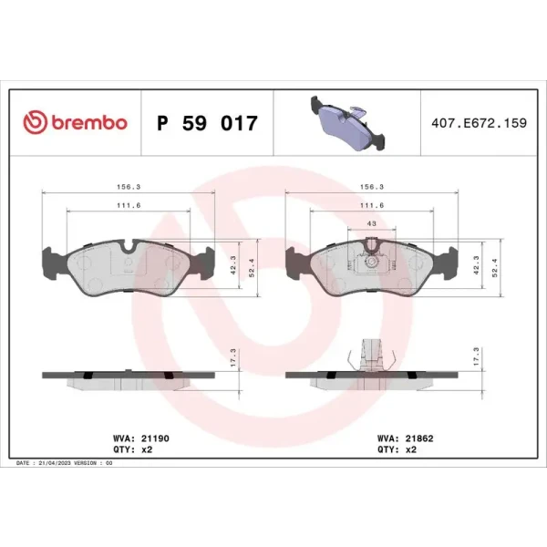 Brembo Ön Fren Balatası – P59017