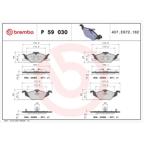 Brembo Ön Fren Balatası – P59030 ürün görseli
