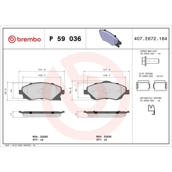 Brembo Ön Fren Balatası – P59036 ürün görseli
