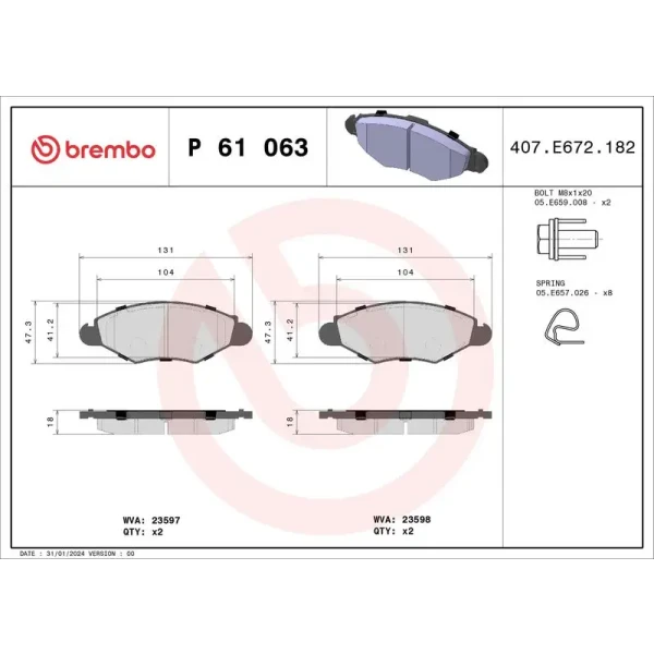 Brembo Ön Fren Balatası – P61063