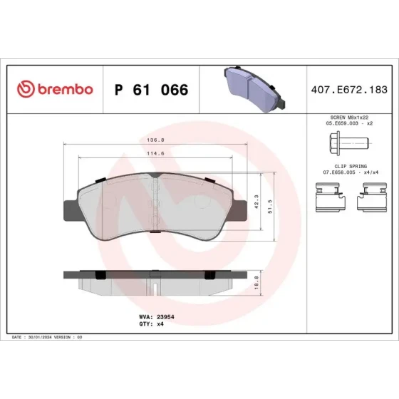 Brembo Ön Fren Balatası – P61066 ürün görseli