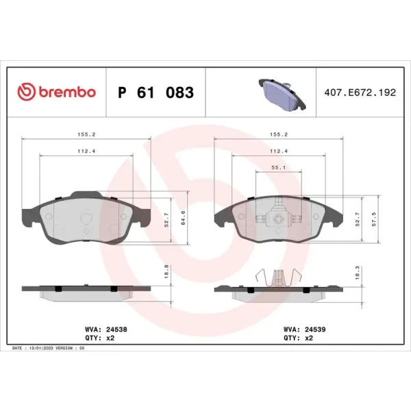 Brembo Ön Fren Balatası – P61083