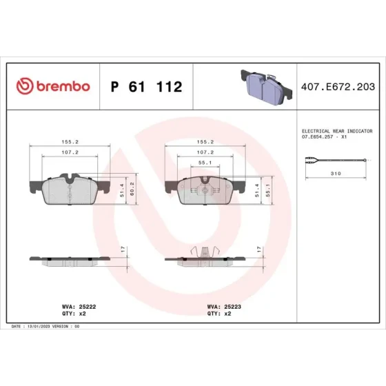 Brembo Ön Fren Balatası – P61112 ürün görseli
