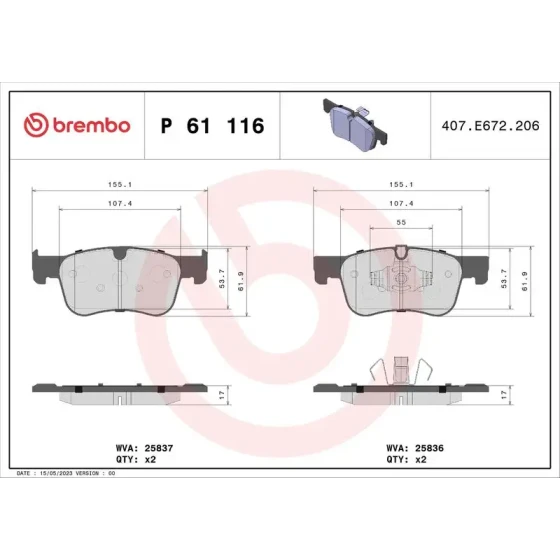 Brembo Ön Fren Balatası – P61116 ürün görseli
