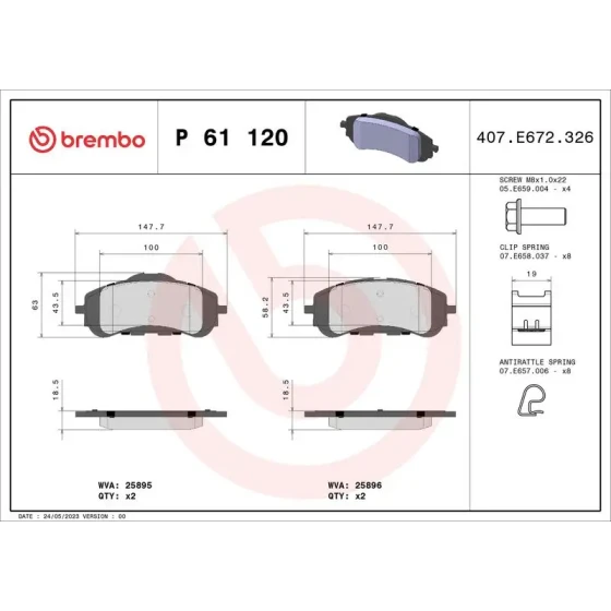 Brembo Ön Fren Balatası – P61120 ürün görseli