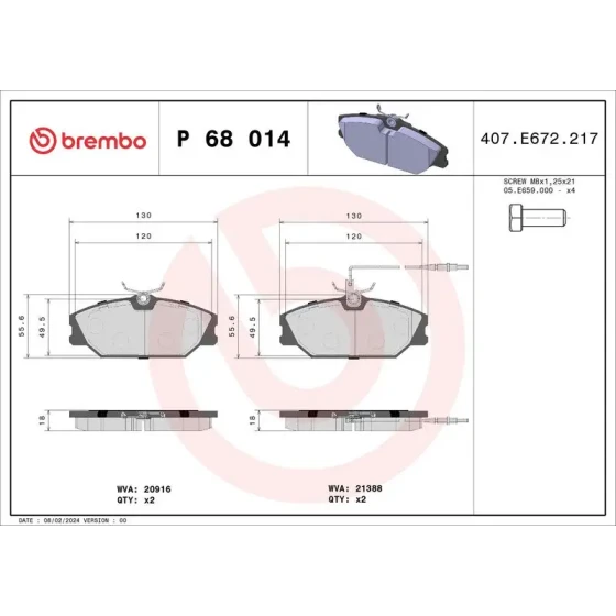 Brembo Ön Fren Balatası – P68014 ürün görseli