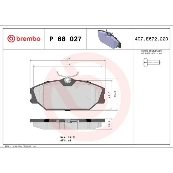 Brembo Ön Fren Balatası – P68027 ürün görseli