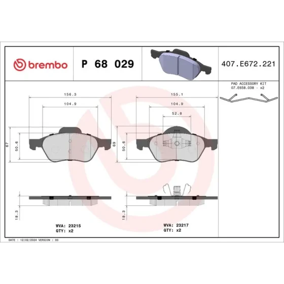 Brembo Ön Fren Balatası – P68029 ürün görseli