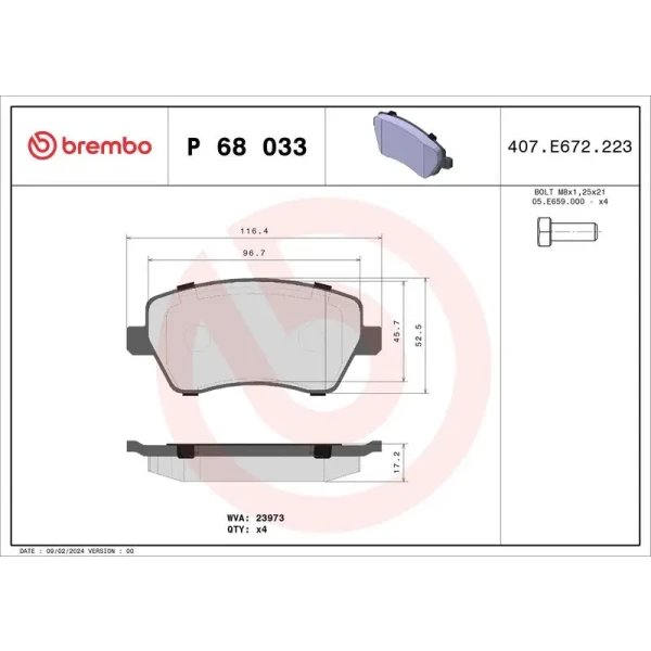Brembo Ön Fren Balatası – P68033X