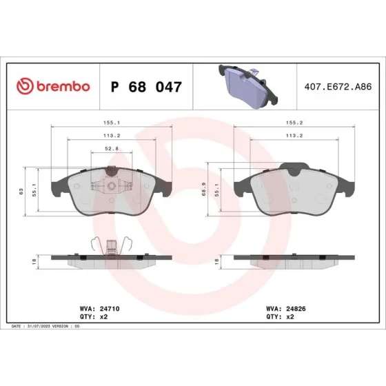 Brembo Ön Fren Balatası – P68047 ürün görseli