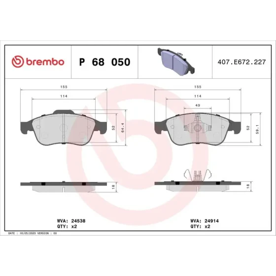 Brembo Ön Fren Balatası – P68050 ürün görseli