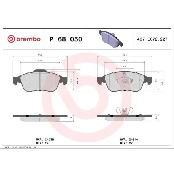 Brembo Ön Fren Balatası – P68050