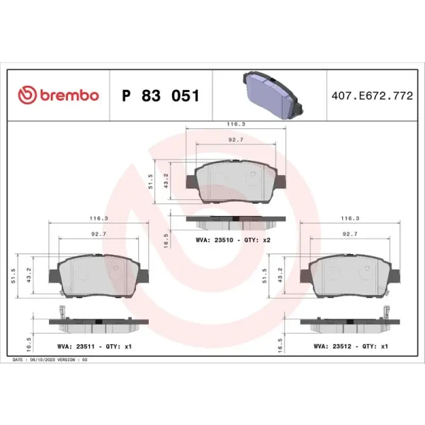Brembo Ön Fren Balatası – P83051