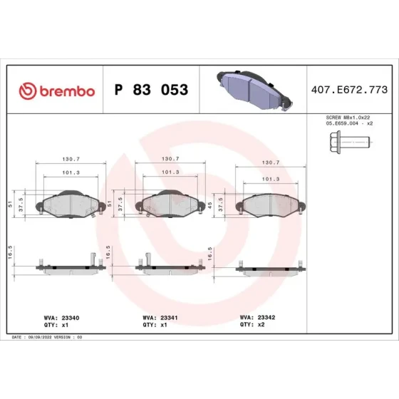 Brembo Ön Fren Balatası – P83053 ürün görseli