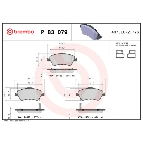 Brembo Ön Fren Balatası – P83079 ürün görseli