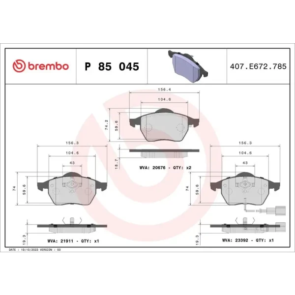 Brembo Ön Fren Balatası – P85045