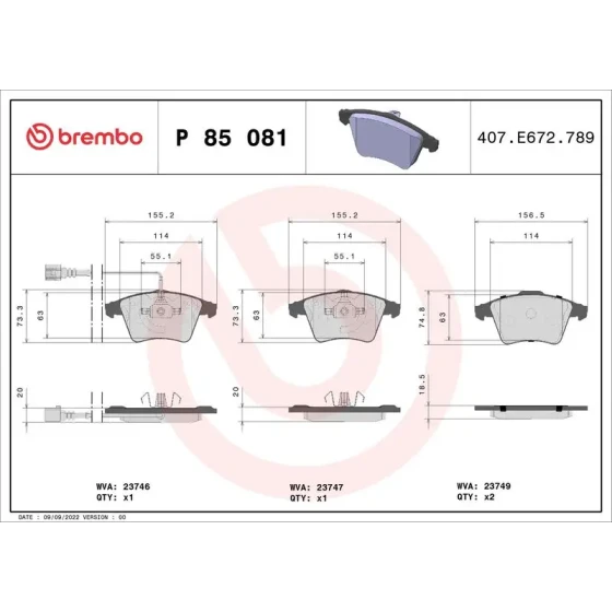 Brembo Ön Fren Balatası – P85081 ürün görseli