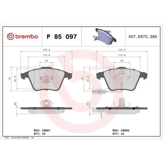 Brembo Ön Fren Balatası – P85097 ürün görseli