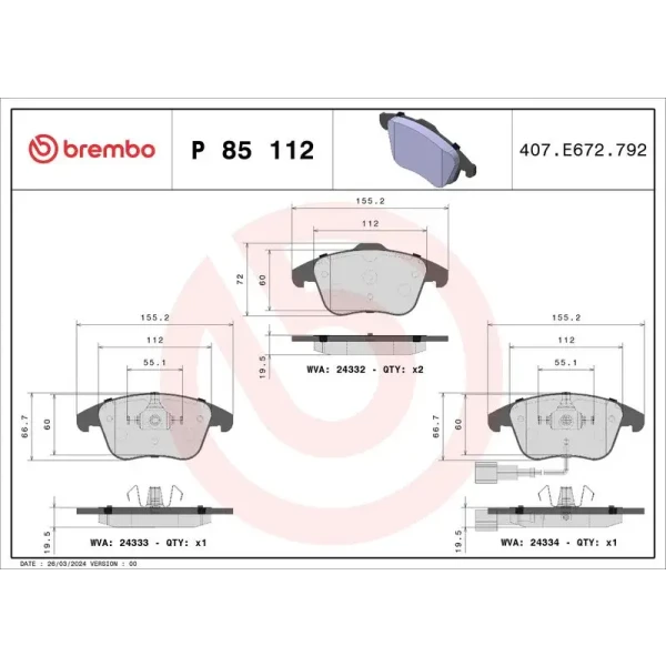 Brembo Ön Fren Balatası – P85112