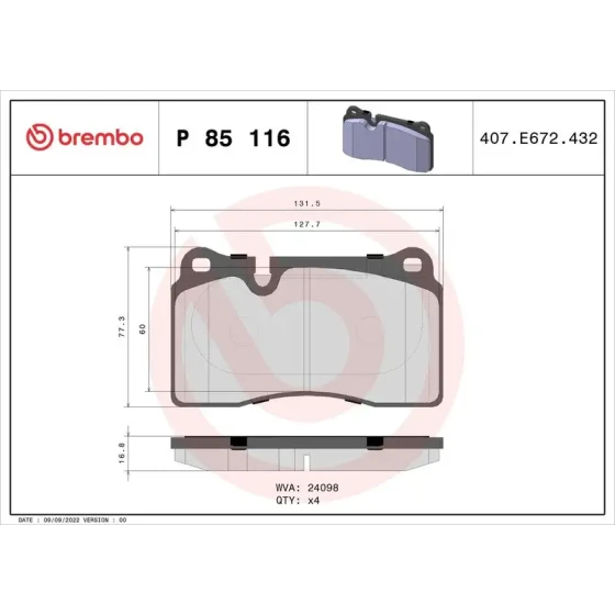 Brembo Ön Fren Balatası – P85116 ürün görseli