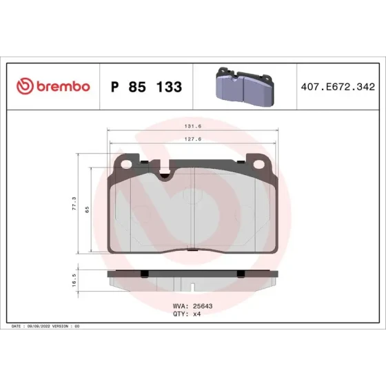 Brembo Ön Fren Balatası – P85133 ürün görseli