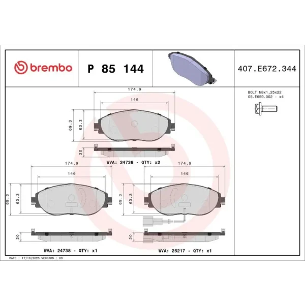 Brembo Ön Fren Balatası – P85144