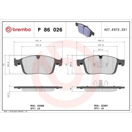 Brembo Ön Fren Balatası – P86026 ürün görseli