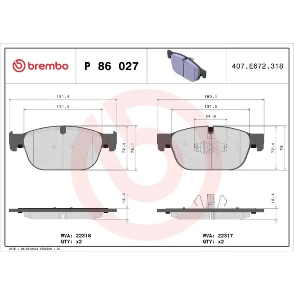 Brembo Ön Fren Balatası – P86027