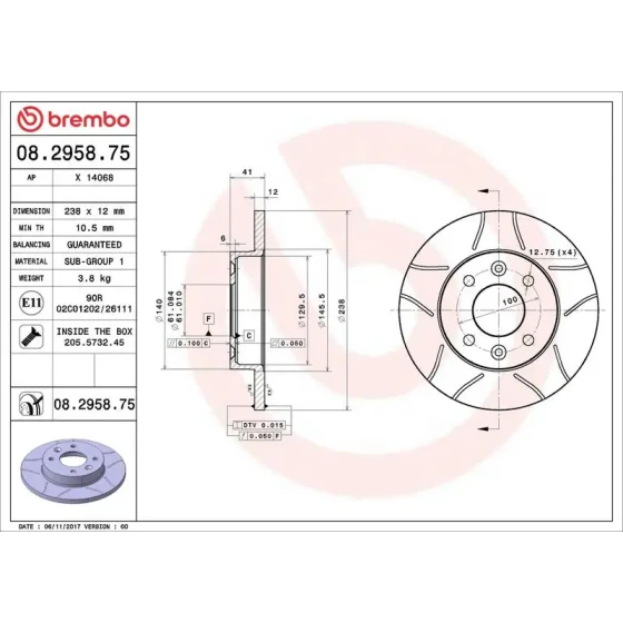 Brembo Ön Fren Diski – 08.2958.75 ürün görseli