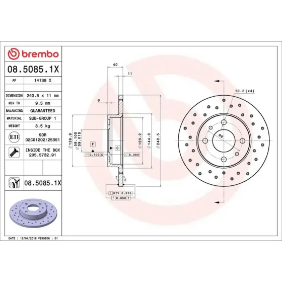 Brembo Ön Fren Diski – 08.5085.1X ürün görseli