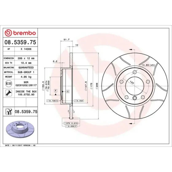 Brembo Ön Fren Diski – 08.5359.75 ürün görseli
