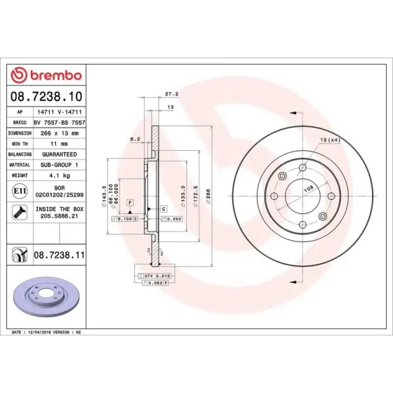Brembo Ön Fren Diski – 08.7238.10 ürün görseli