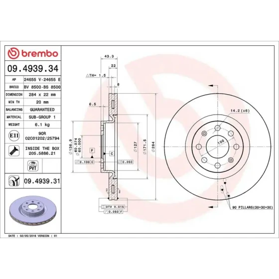 Brembo Ön Fren Diski – 09.4939.31 ürün görseli