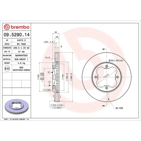 Brembo Ön Fren Diski – 09.5290.14