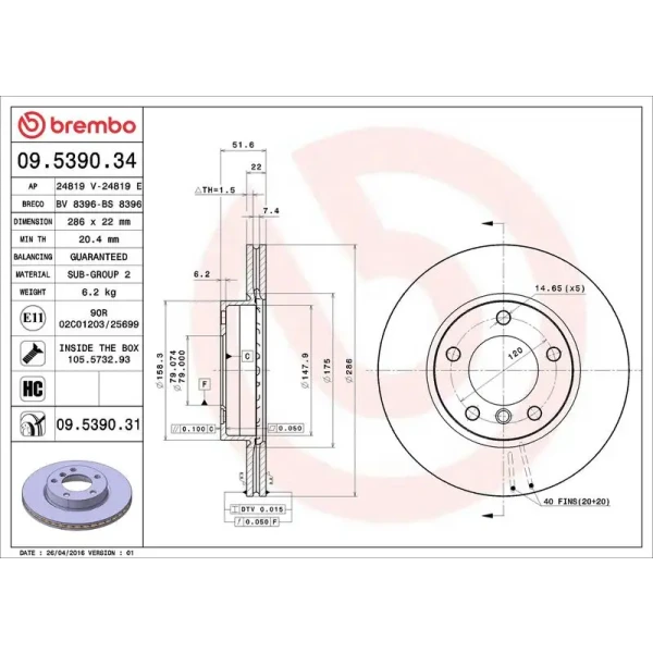 Brembo Ön Fren Diski – 09.5390.34