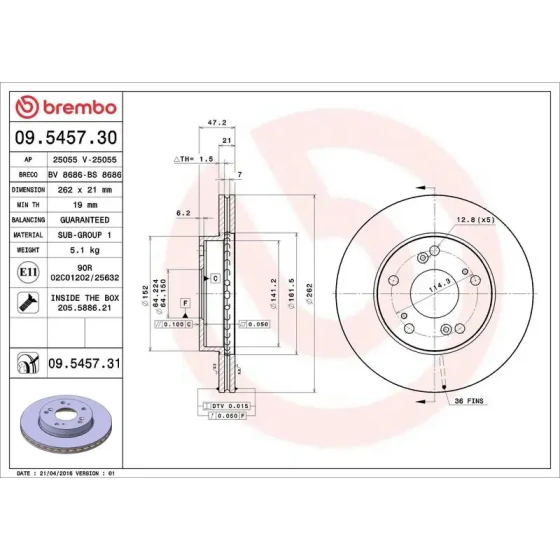 Brembo Ön Fren Diski – 09.5457.31 ürün görseli