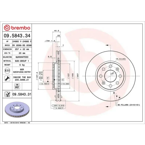 Brembo Ön Fren Diski – 09.5843.34