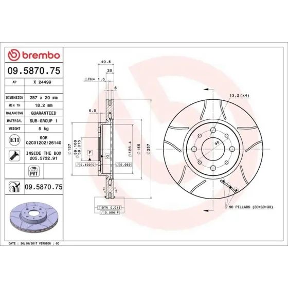 Brembo Ön Fren Diski – 09.5870.75 ürün görseli