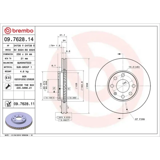 Brembo Ön Fren Diski – 09.7628.14 ürün görseli