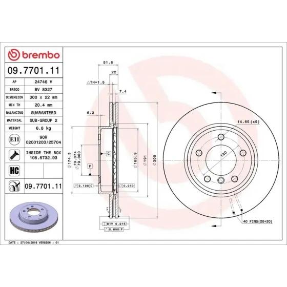 Brembo Ön Fren Diski – 09.7701.11 ürün görseli