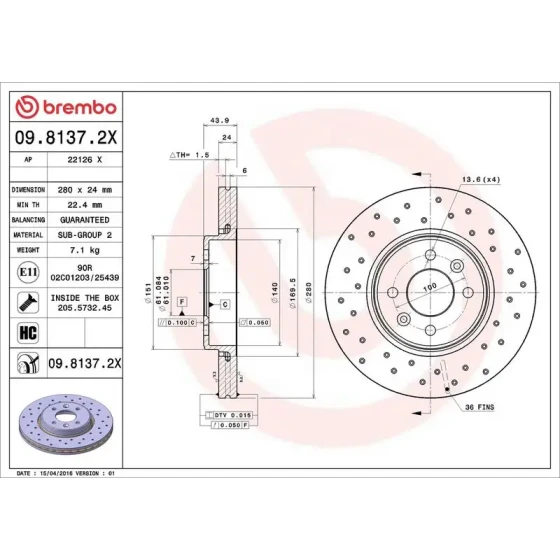 Brembo Ön Fren Diski – 09.8137.2X ürün görseli