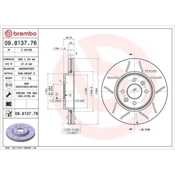 Brembo Ön Fren Diski – 09.8137.76 ürün görseli