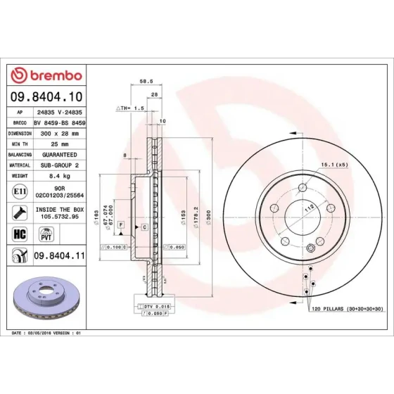 Brembo Ön Fren Diski – 09.8404.11 ürün görseli