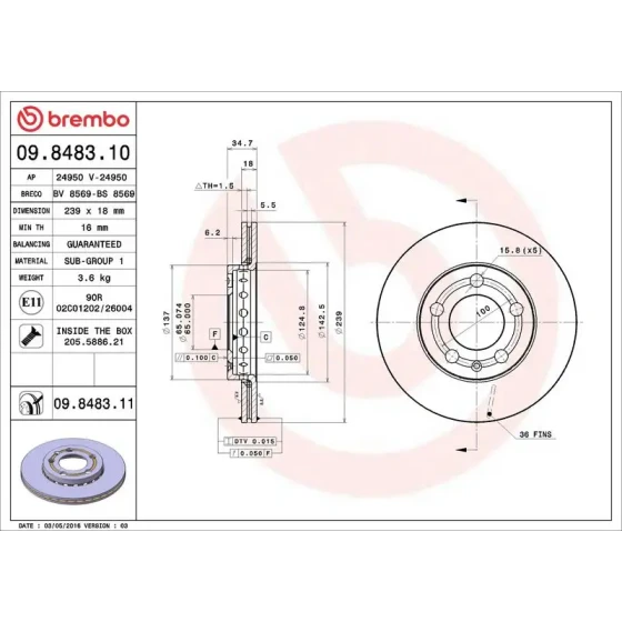 Brembo Ön Fren Diski – 09.8483.11 ürün görseli