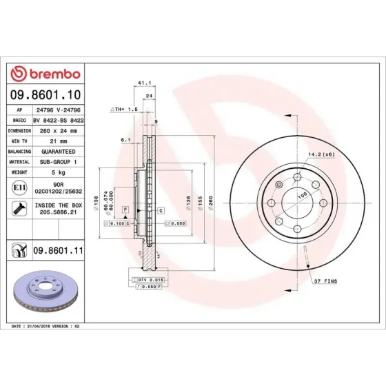 Brembo Ön Fren Diski – 09.8601.11 ürün görseli