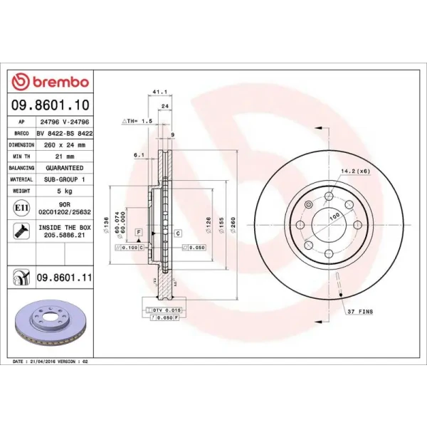 Brembo Ön Fren Diski – 09.8601.11