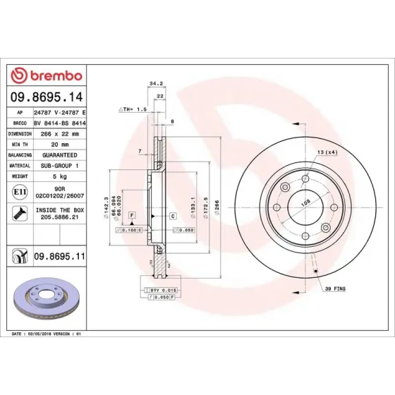 Brembo Ön Fren Diski – 09.8695.11 ürün görseli