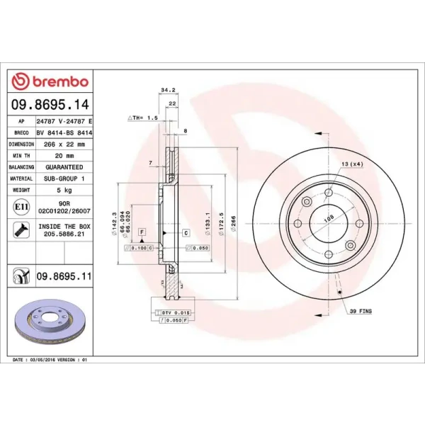 Brembo Ön Fren Diski – 09.8695.11