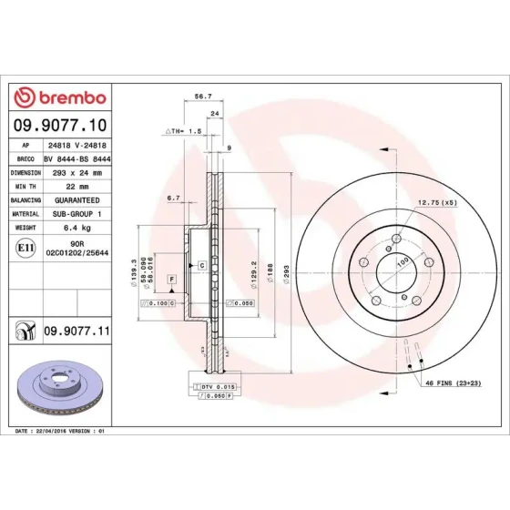 Brembo Ön Fren Diski – 09.9077.11 ürün görseli